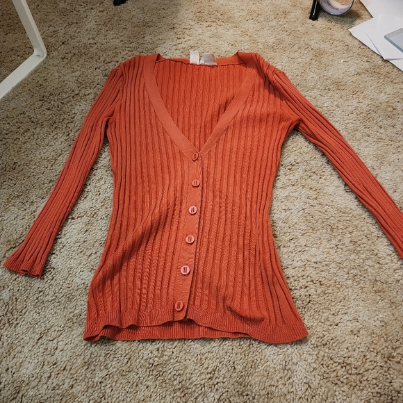 Silk Cardigan Button down y2k Vintage Ribbed - Picture 1 of 9